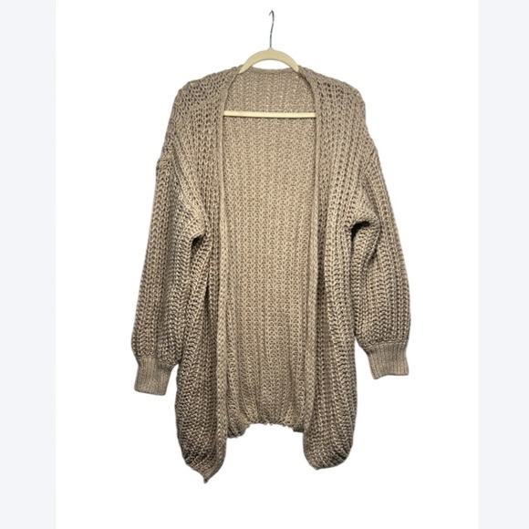 Cozy Chunky Knit Duster Cardigan – Khaki Tan – OS - Picture 1 of 5